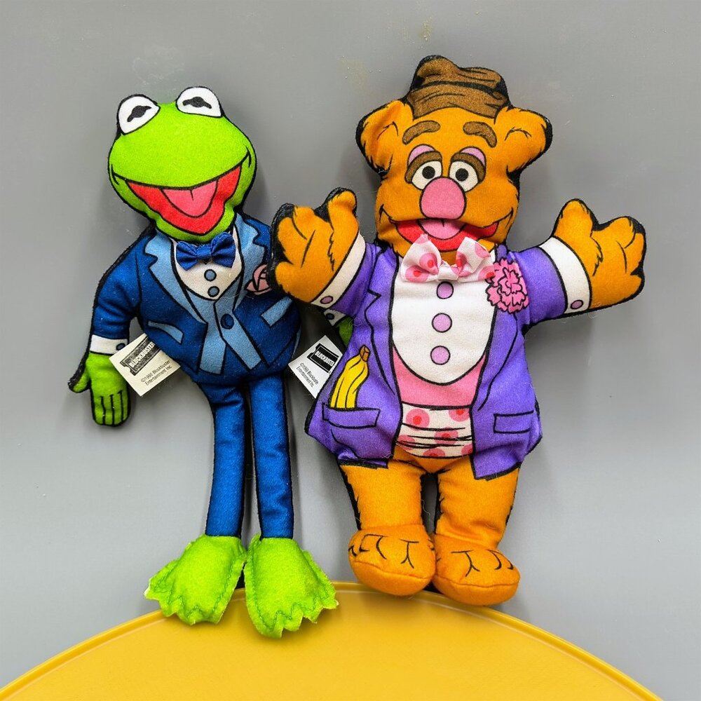 Muppets Kermit Fozzie Cloth Plush Doll Blockbuster Video Premium 8 inch